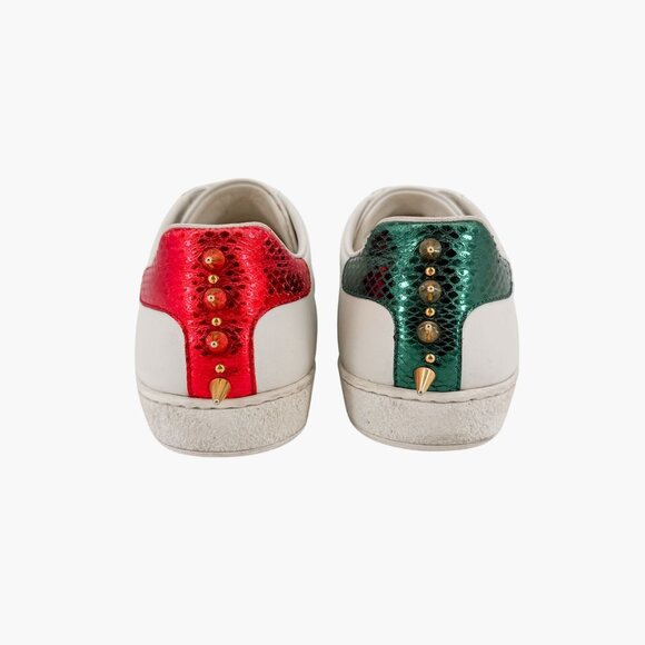 Gucci Pearl-Embellished Ace Sneakers White Leather Size 38.5 US 8.5 Women's - Picture 6 of 15